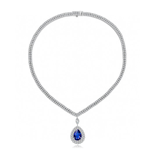 Pirmiana 2024 New Fashion S925 Silver Necklace 5.9ct Lab Grown Sapphire Pendants Necklace Jewelry For Wedding Party Gift