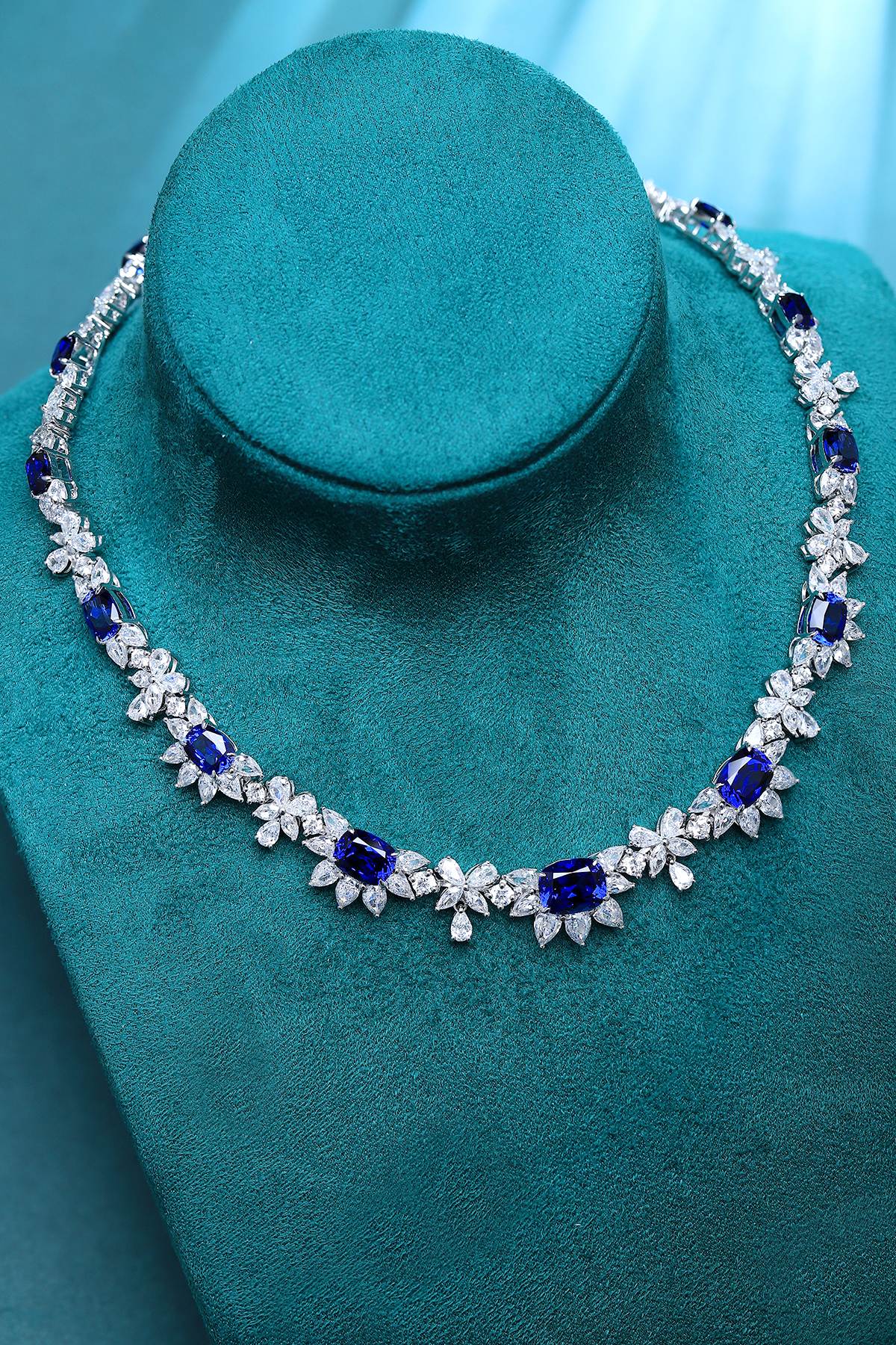 Pirmiana 2024 New Fashion S925 Silver Necklace 27.97ct Lab Grown Sapphire Pendants Necklace Jewelry For Wedding Party Gift
