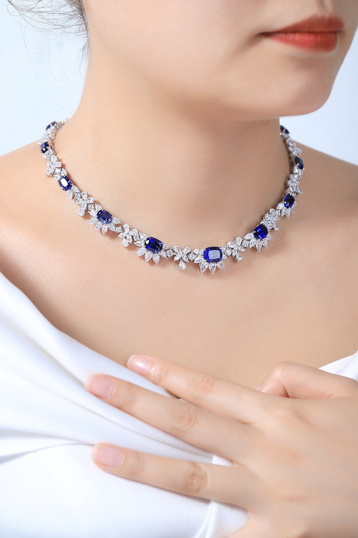 Pirmiana 2024 New Fashion S925 Silver Necklace 27.97ct Lab Grown Sapphire Pendants Necklace Jewelry For Wedding Party Gift