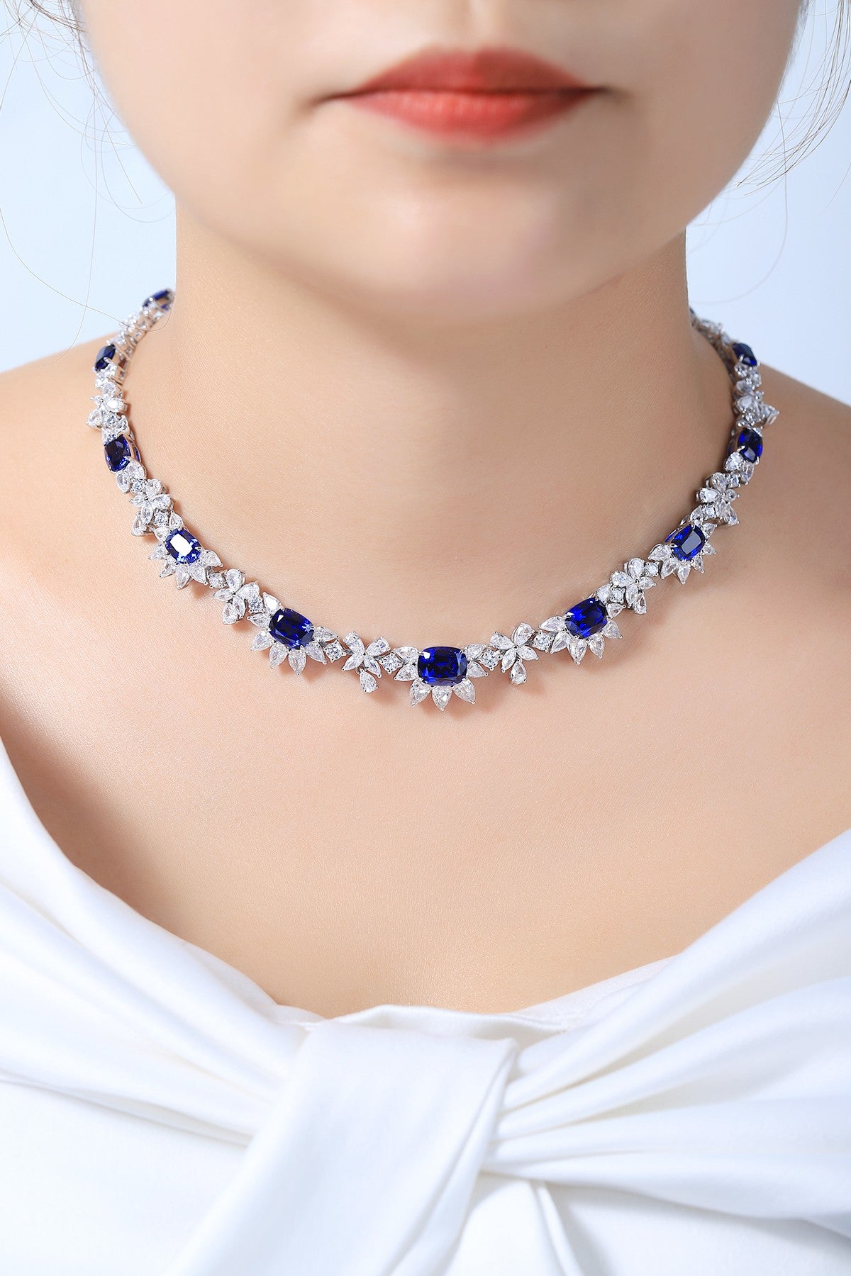 Pirmiana 2024 New Fashion S925 Silver Necklace 27.97ct Lab Grown Sapphire Pendants Necklace Jewelry For Wedding Party Gift