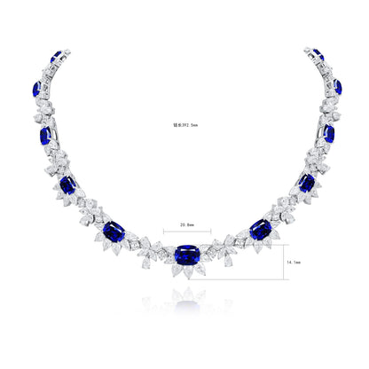 Pirmiana 2024 New Fashion S925 Silver Necklace 27.97ct Lab Grown Sapphire Pendants Necklace Jewelry For Wedding Party Gift