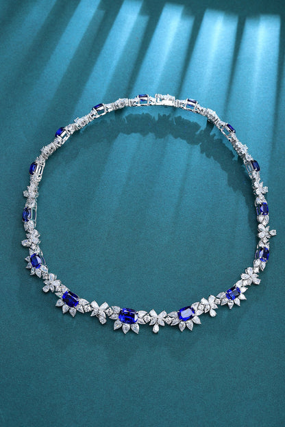 Pirmiana 2024 New Fashion S925 Silver Necklace 27.97ct Lab Grown Sapphire Pendants Necklace Jewelry For Wedding Party Gift