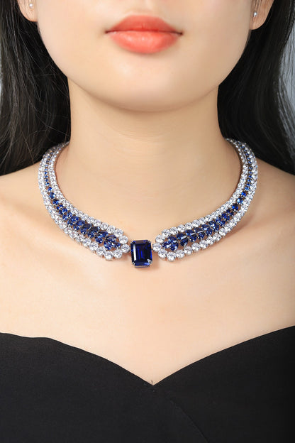 Pirmiana 2024 New Fashion S925 Silver Necklace 48.33ct Lab Grown Sapphire Pendants Necklace Jewelry For Wedding Party Gift