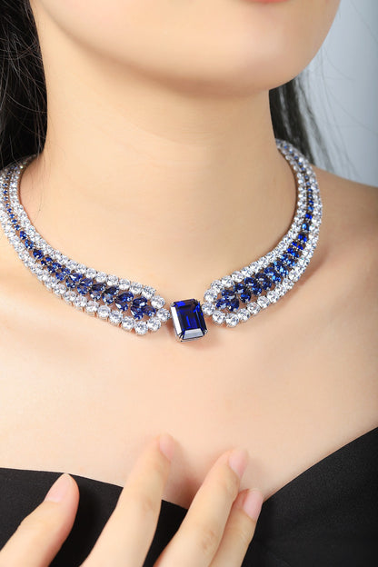 Pirmiana 2024 New Fashion S925 Silver Necklace 48.33ct Lab Grown Sapphire Pendants Necklace Jewelry For Wedding Party Gift