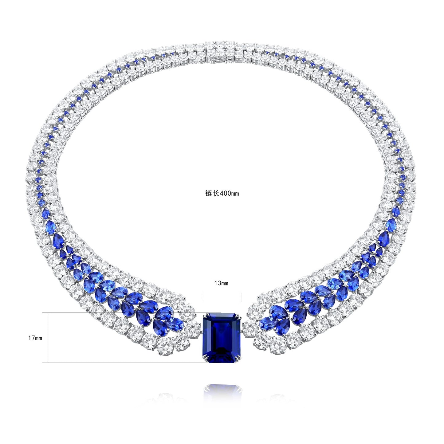Pirmiana 2024 New Fashion S925 Silver Necklace 48.33ct Lab Grown Sapphire Pendants Necklace Jewelry For Wedding Party Gift