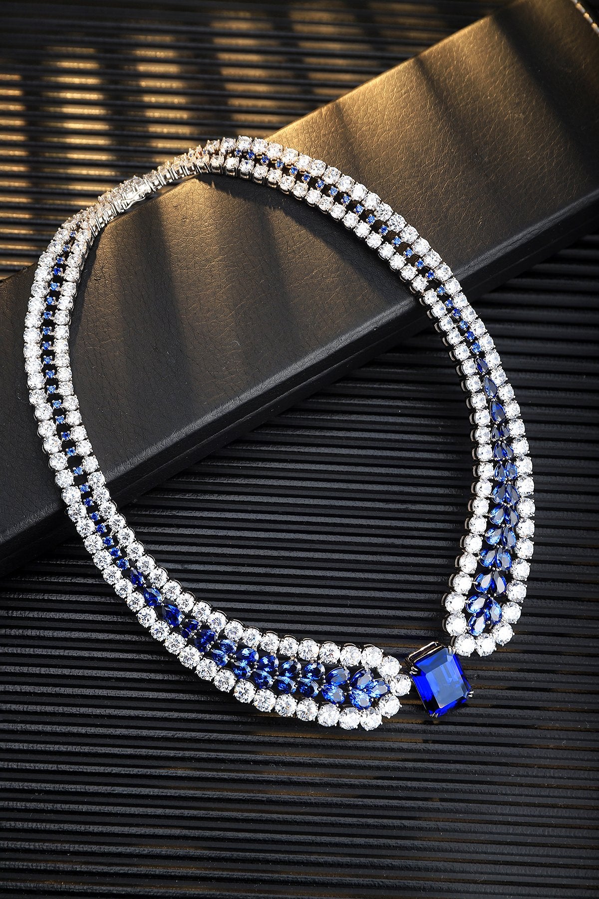 Pirmiana 2024 New Fashion S925 Silver Necklace 48.33ct Lab Grown Sapphire Pendants Necklace Jewelry For Wedding Party Gift