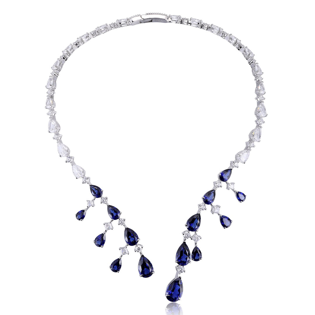 Pirmiana 2024 New Fashion S925 Silver Necklace 34.21ct Lab Grown Sapphire Pendants Necklace Jewelry For Wedding Party Gift
