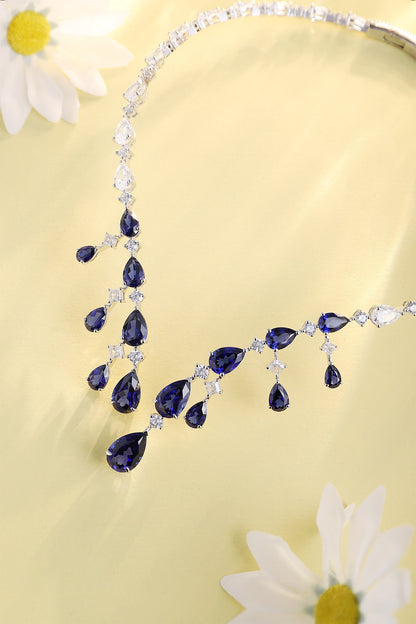 Pirmiana 2024 New Fashion S925 Silver Necklace 34.21ct Lab Grown Sapphire Pendants Necklace Jewelry For Wedding Party Gift