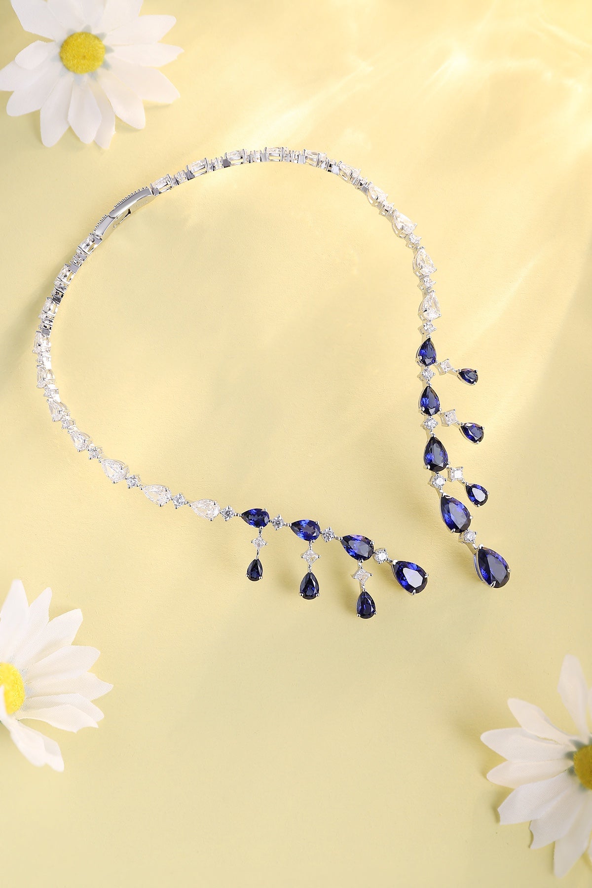 Pirmiana 2024 New Fashion S925 Silver Necklace 34.21ct Lab Grown Sapphire Pendants Necklace Jewelry For Wedding Party Gift