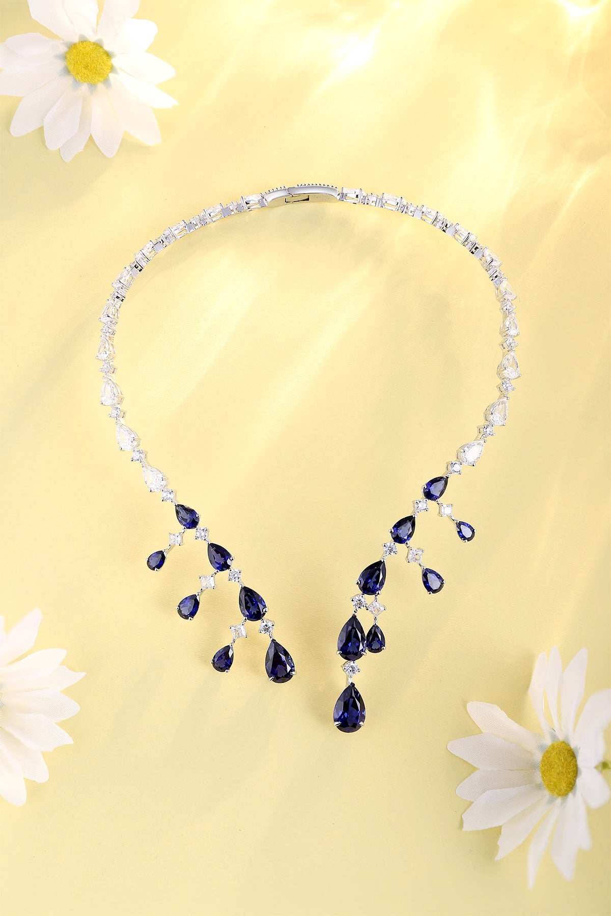 Pirmiana 2024 New Fashion S925 Silver Necklace 34.21ct Lab Grown Sapphire Pendants Necklace Jewelry For Wedding Party Gift