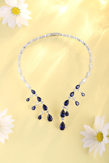 Pirmiana 2024 New Fashion S925 Silver Necklace 34.21ct Lab Grown Sapphire Pendants Necklace Jewelry For Wedding Party Gift
