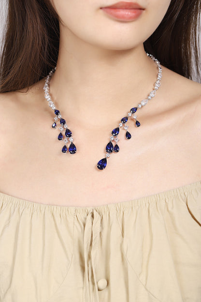 Pirmiana 2024 New Fashion S925 Silver Necklace 34.21ct Lab Grown Sapphire Pendants Necklace Jewelry For Wedding Party Gift