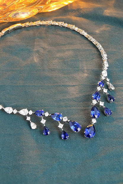 Pirmiana 2024 New Fashion S925 Silver Necklace 28.08ct Lab Grown Sapphire Pendants Necklace Jewelry For Wedding Party Gift