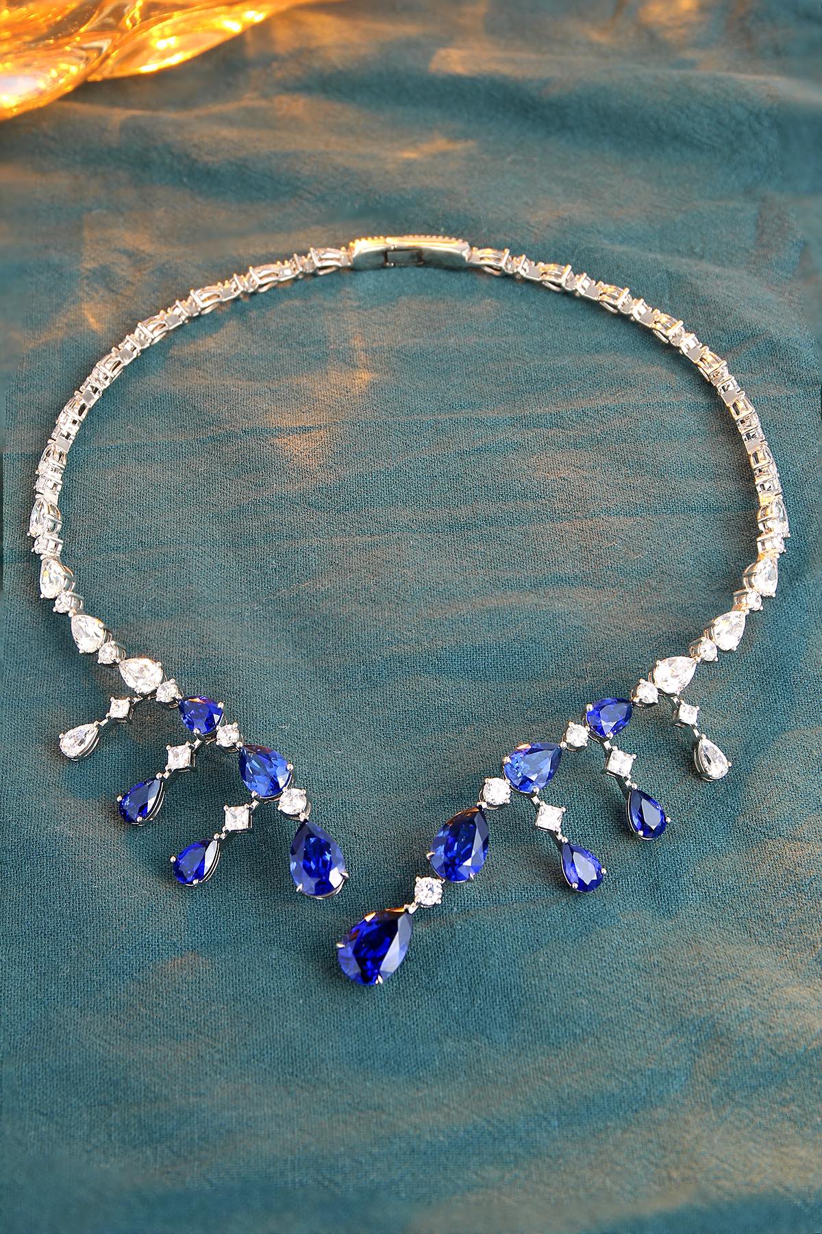 Pirmiana 2024 New Fashion S925 Silver Necklace 28.08ct Lab Grown Sapphire Pendants Necklace Jewelry For Wedding Party Gift