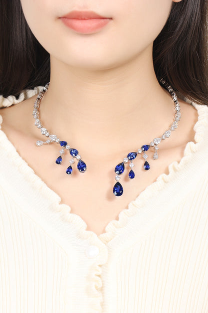 Pirmiana 2024 New Fashion S925 Silver Necklace 28.08ct Lab Grown Sapphire Pendants Necklace Jewelry For Wedding Party Gift