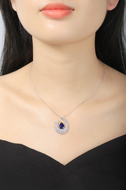 Pirmiana 2024 New Fashion S925 Silver Necklace 2.75ct Lab Grown Sapphire Pendants Necklace Jewelry For Wedding Party Gift