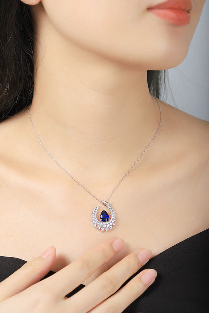 Pirmiana 2024 New Fashion S925 Silver Necklace 2.75ct Lab Grown Sapphire Pendants Necklace Jewelry For Wedding Party Gift
