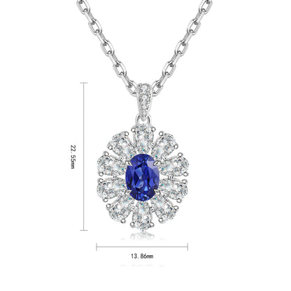Pirmiana 2024 New Fashion S925 Silver Necklace 1.04ct Lab Grown Sapphire Pendants Necklace Jewelry For Wedding Party Gift