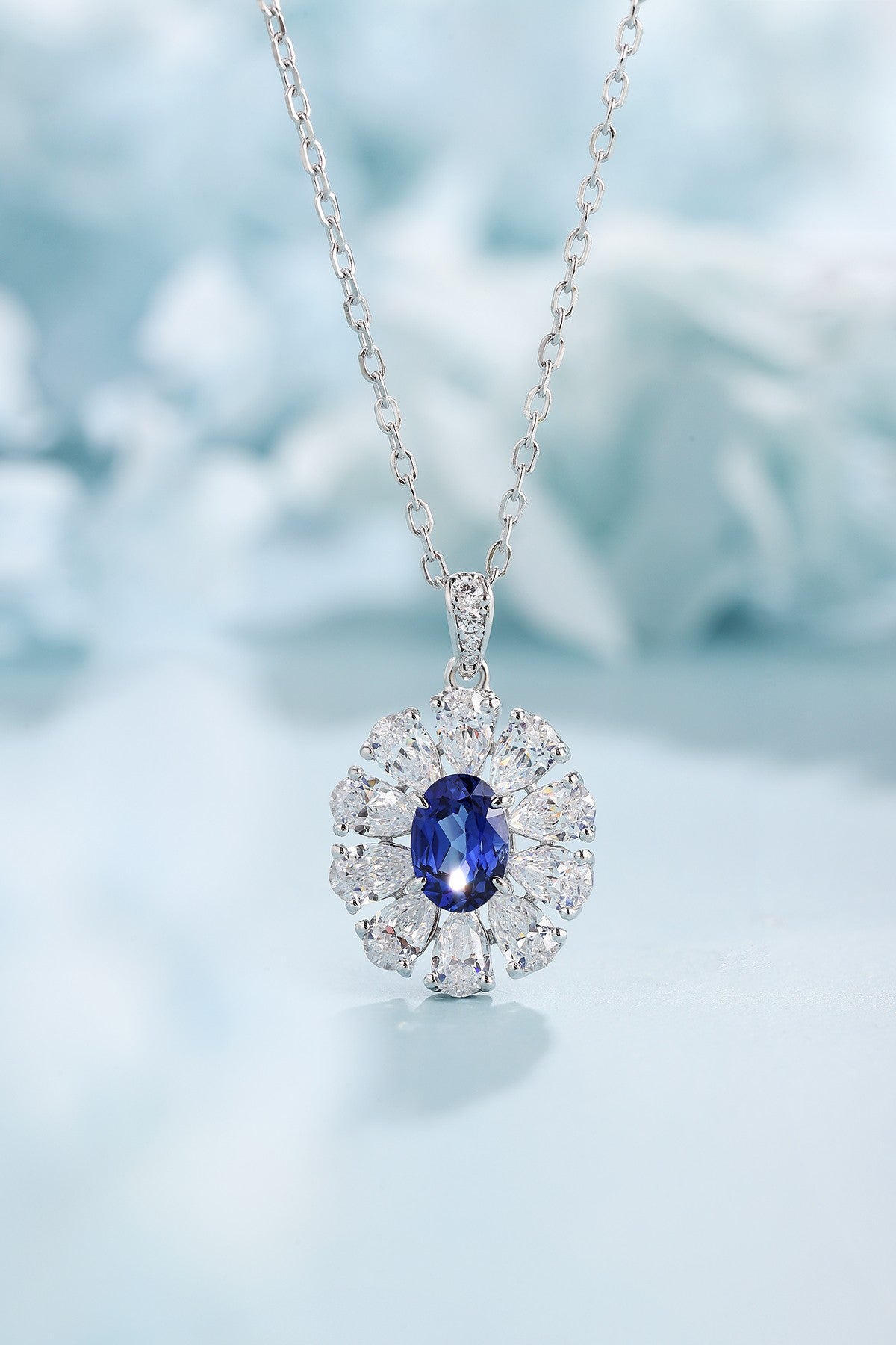 Pirmiana 2024 New Fashion S925 Silver Necklace 1.04ct Lab Grown Sapphire Pendants Necklace Jewelry For Wedding Party Gift