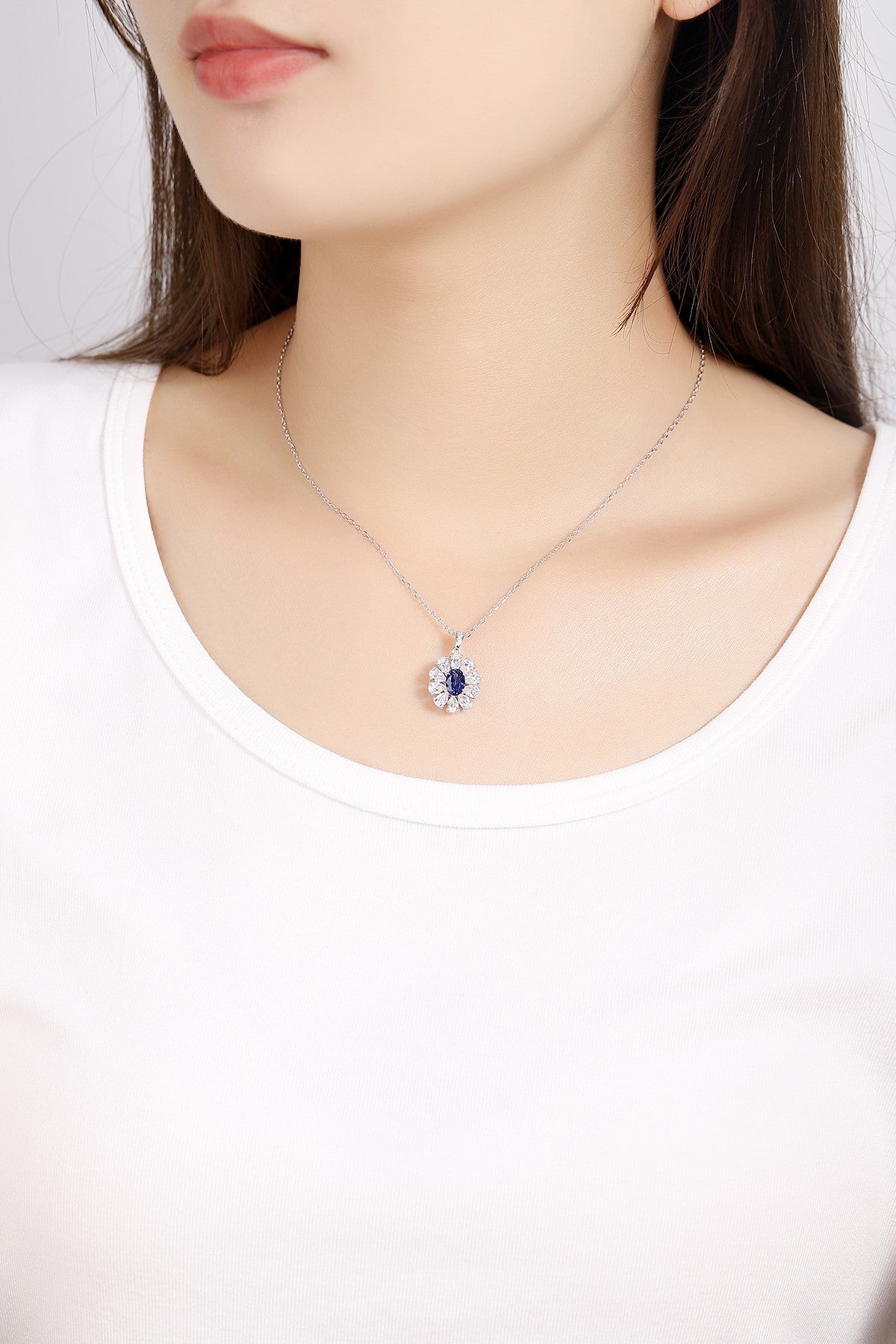 Pirmiana 2024 New Fashion S925 Silver Necklace 1.04ct Lab Grown Sapphire Pendants Necklace Jewelry For Wedding Party Gift