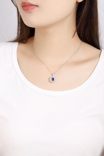 Pirmiana 2024 New Fashion S925 Silver Necklace 1.04ct Lab Grown Sapphire Pendants Necklace Jewelry For Wedding Party Gift