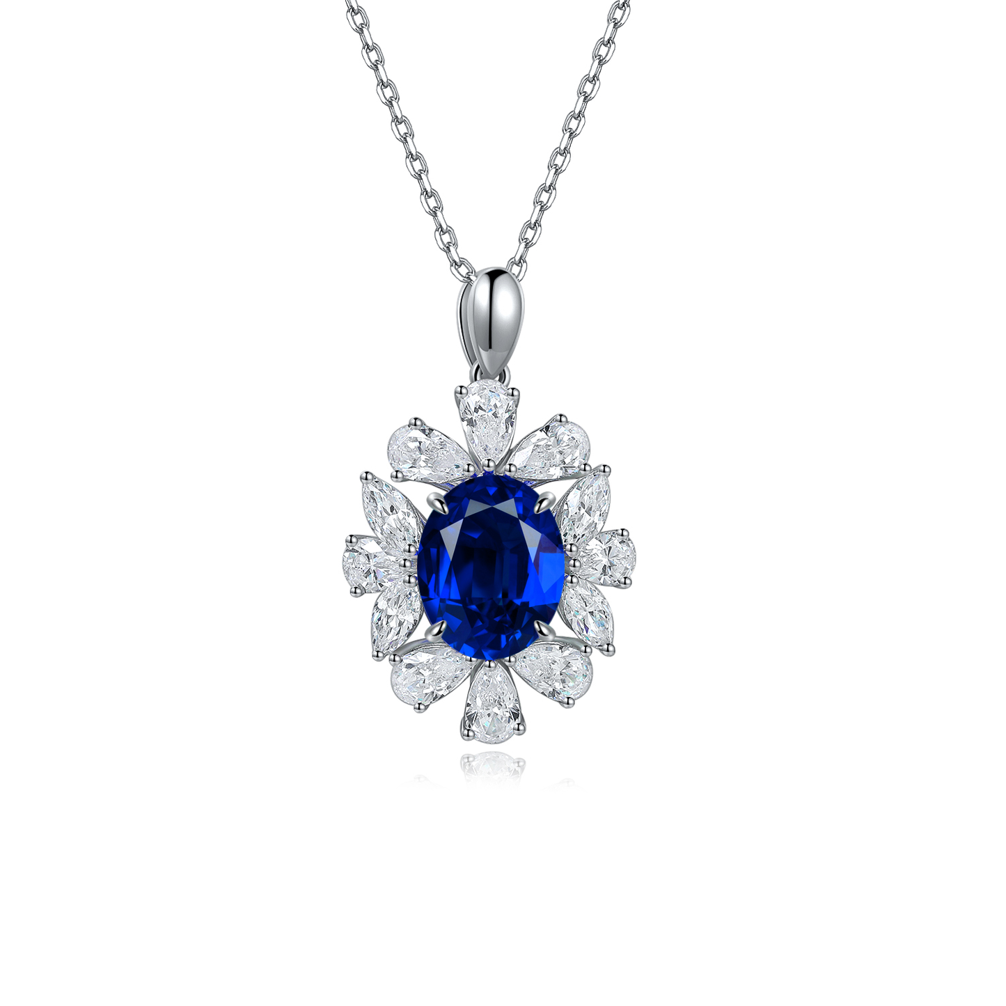 Pirmiana 2024 New Fashion S925 Silver Necklace 3.7ct Lab Grown Sapphire Pendants Necklace Jewelry For Wedding Party Gift