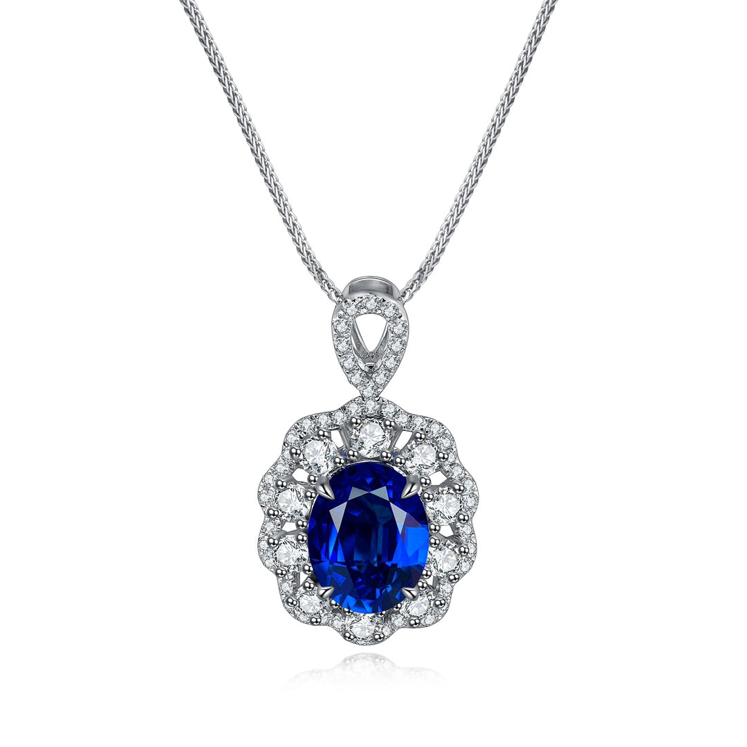 Pirmiana 2024 New Fashion S925 Silver Necklace 2.65ct Lab Grown Sapphire Pendants Necklace Jewelry For Wedding Party Gift