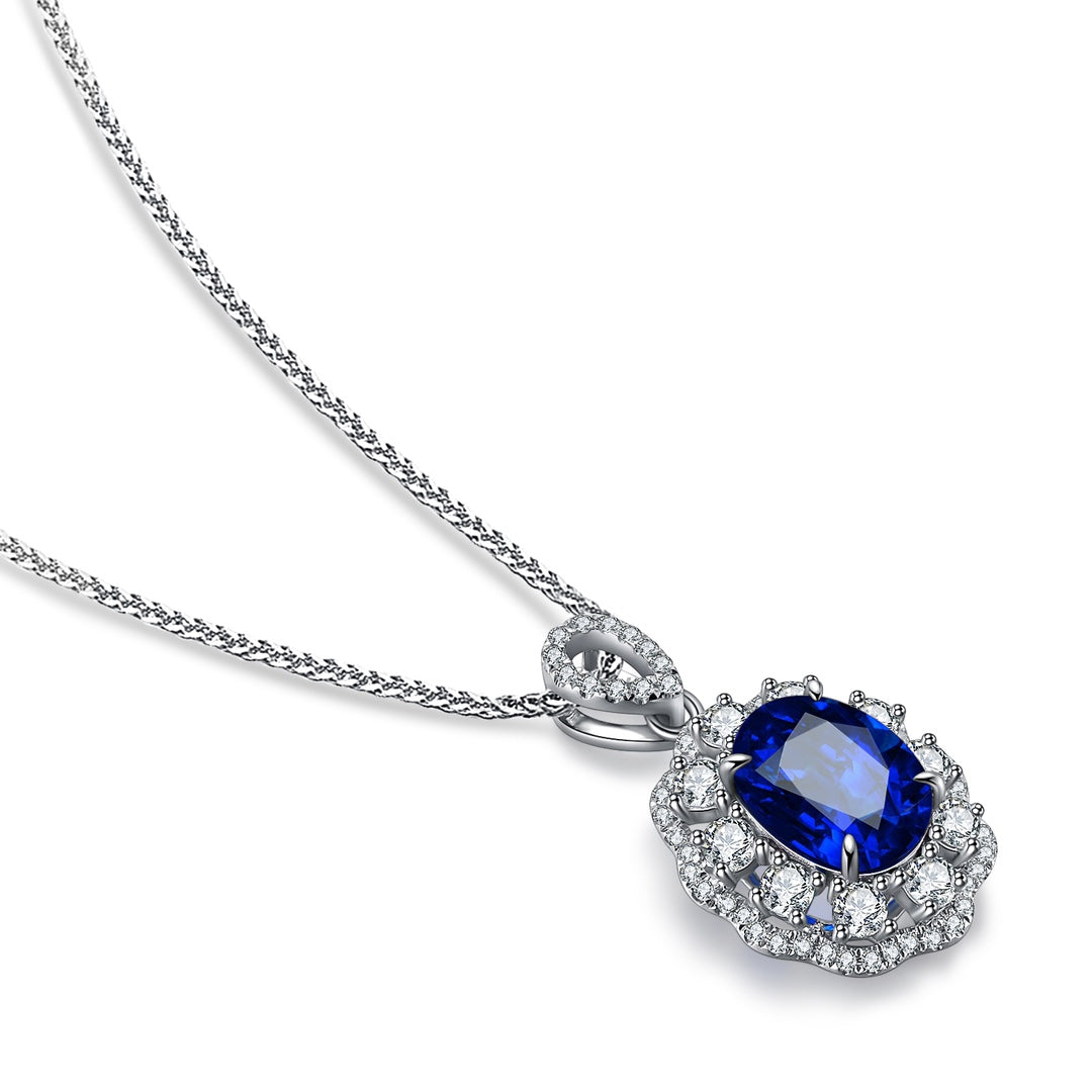 Pirmiana 2024 New Fashion S925 Silver Necklace 2.65ct Lab Grown Sapphire Pendants Necklace Jewelry For Wedding Party Gift
