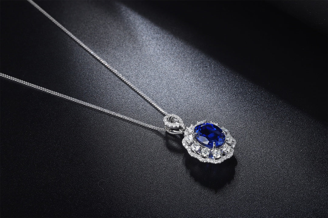 Pirmiana 2024 New Fashion S925 Silver Necklace 2.65ct Lab Grown Sapphire Pendants Necklace Jewelry For Wedding Party Gift