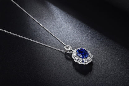 Pirmiana 2024 New Fashion S925 Silver Necklace 2.65ct Lab Grown Sapphire Pendants Necklace Jewelry For Wedding Party Gift