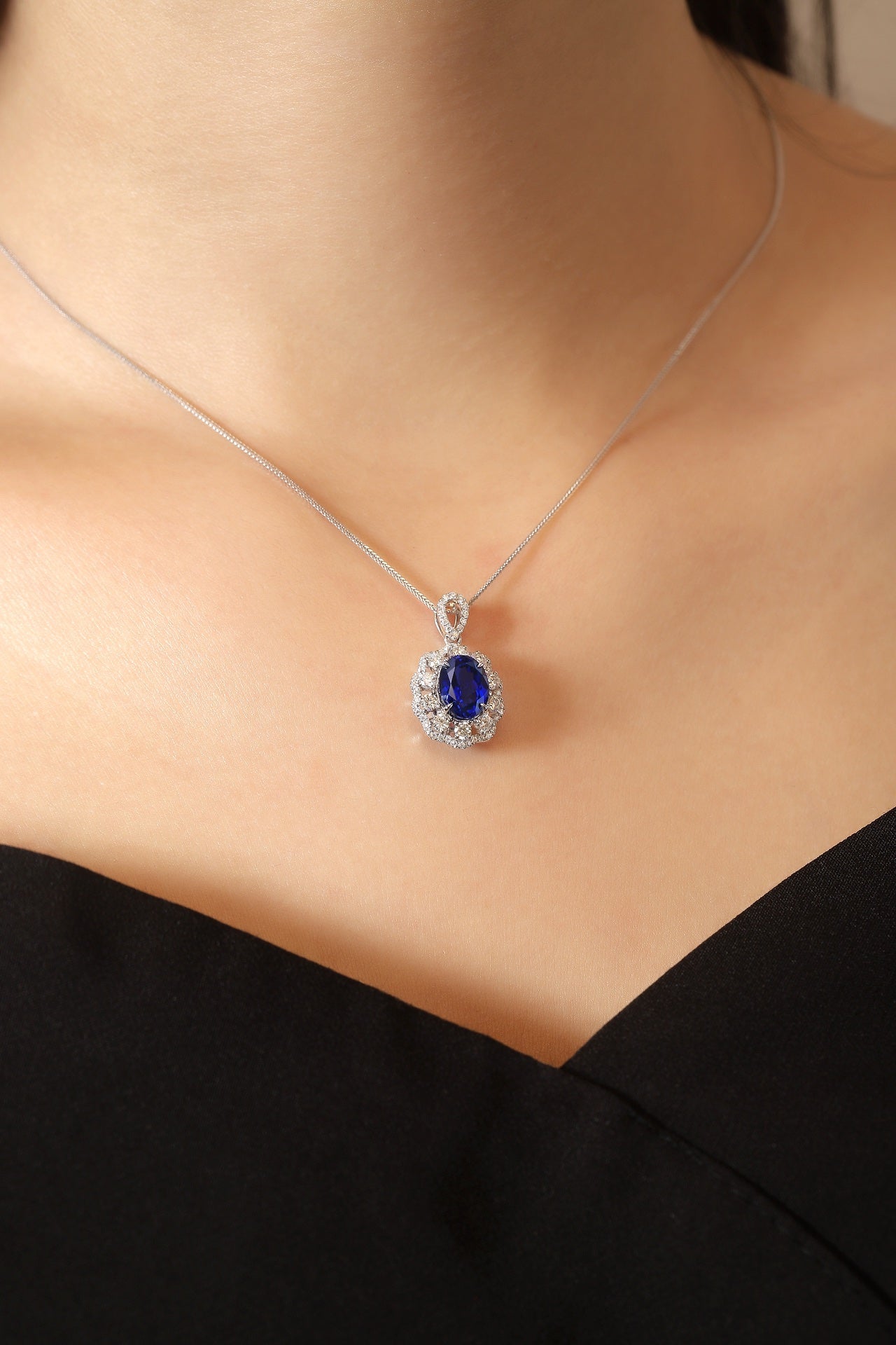 Pirmiana 2024 New Fashion S925 Silver Necklace 2.65ct Lab Grown Sapphire Pendants Necklace Jewelry For Wedding Party Gift