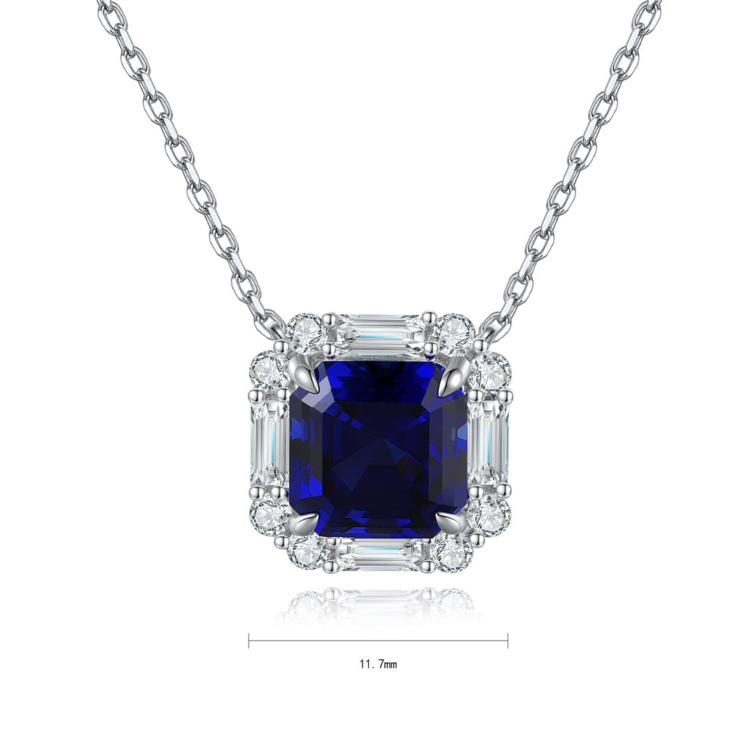 Pirmiana 2024 New Fashion S925 Silver Necklace 3.4ct Lab Grown Sapphire Pendants Necklace Jewelry For Wedding Party Gift