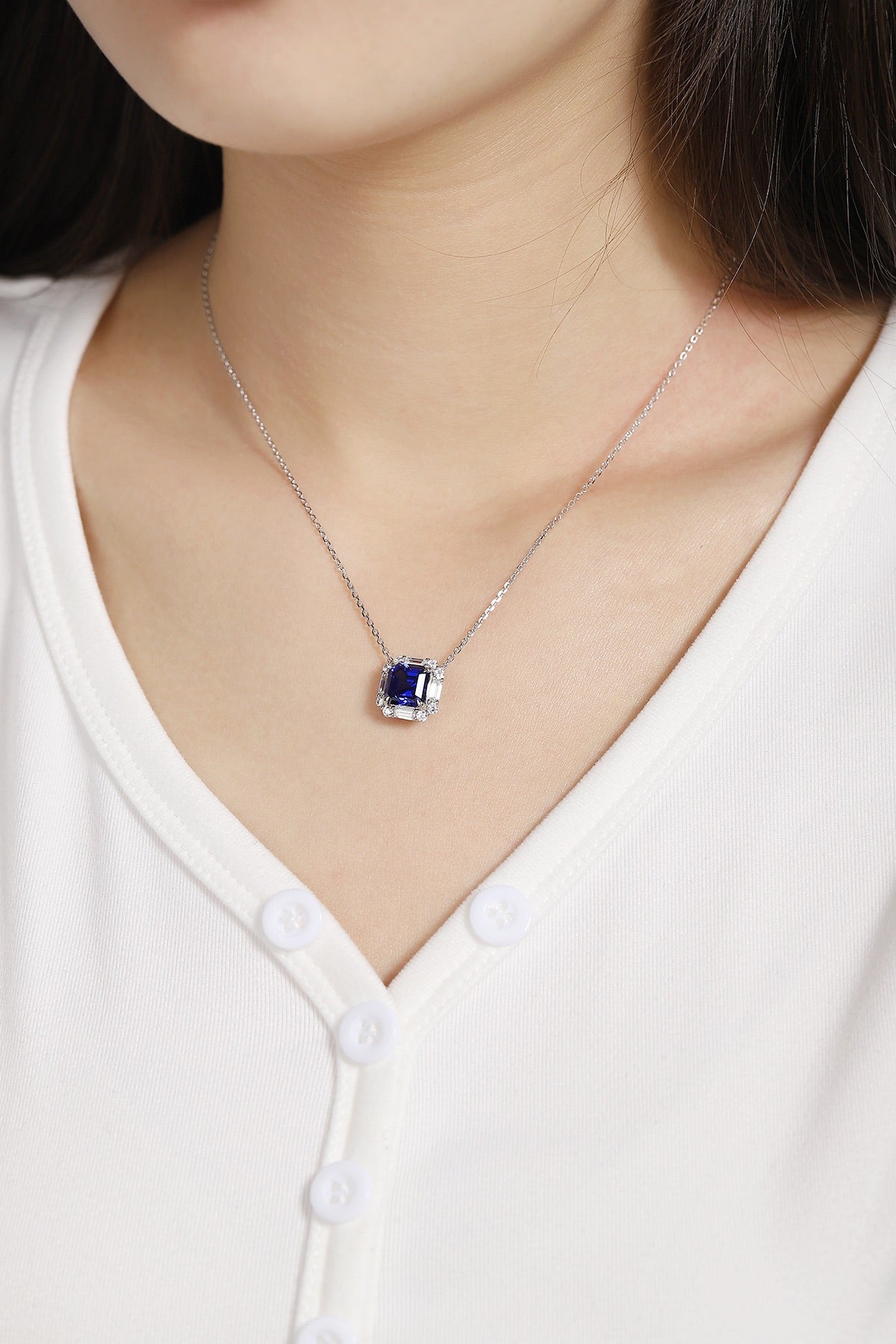 Pirmiana 2024 New Fashion S925 Silver Necklace 3.4ct Lab Grown Sapphire Pendants Necklace Jewelry For Wedding Party Gift