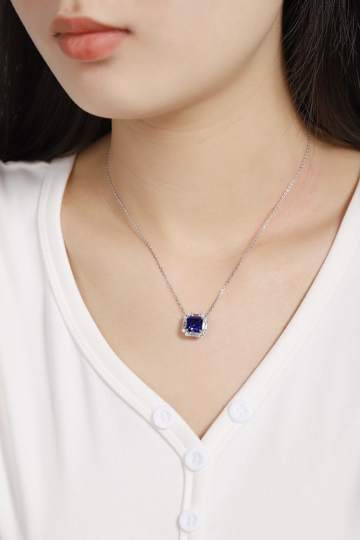 Pirmiana 2024 New Fashion S925 Silver Necklace 3.4ct Lab Grown Sapphire Pendants Necklace Jewelry For Wedding Party Gift
