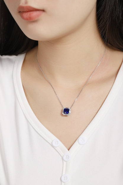 Pirmiana 2024 New Fashion S925 Silver Necklace 3.4ct Lab Grown Sapphire Pendants Necklace Jewelry For Wedding Party Gift