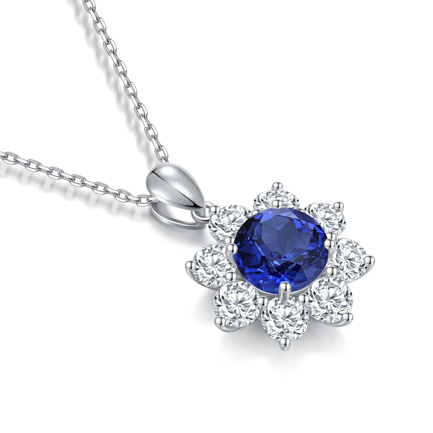 Pirmiana 2024 New Fashion S925 Silver Necklace 3.984ct Lab Grown Sapphire Pendants Necklace Jewelry For Wedding Party Gift