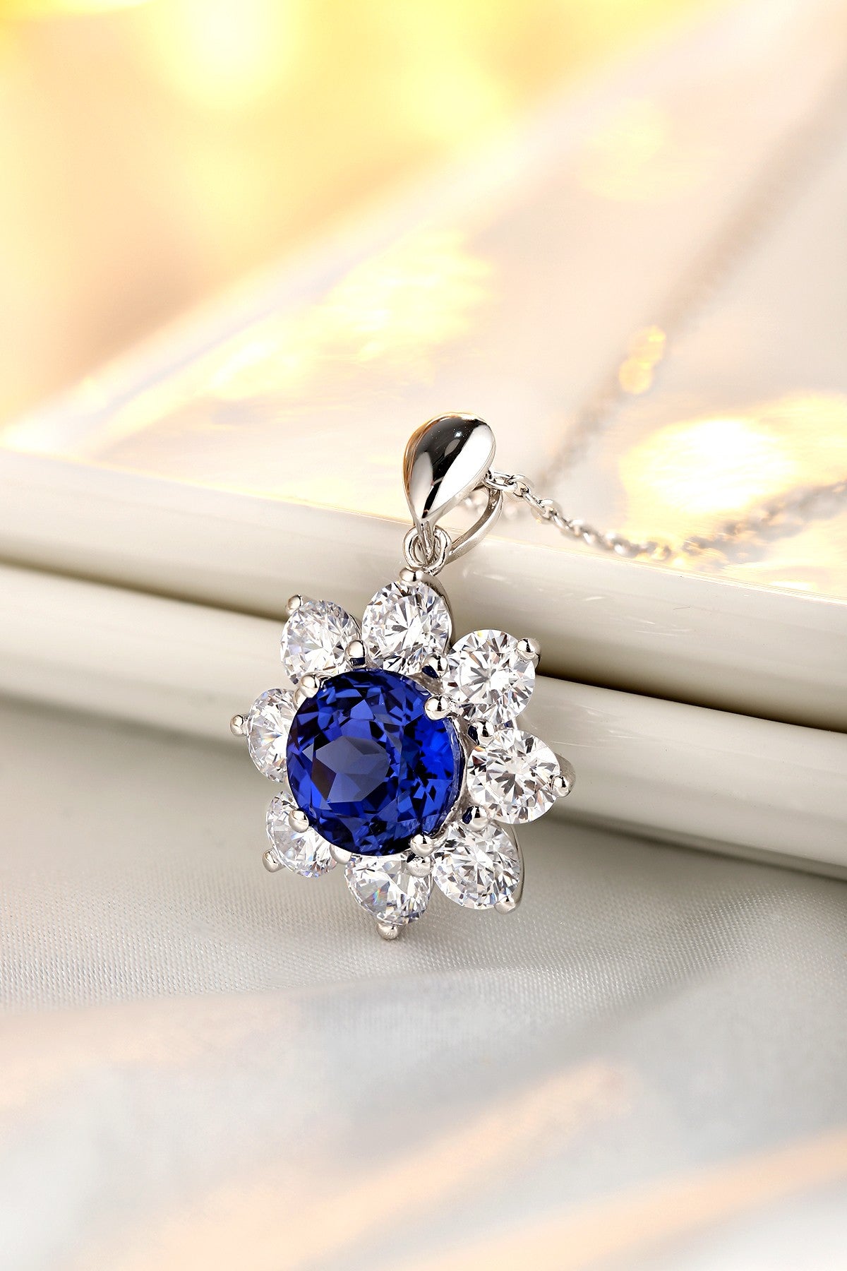 Pirmiana 2024 New Fashion S925 Silver Necklace 3.984ct Lab Grown Sapphire Pendants Necklace Jewelry For Wedding Party Gift