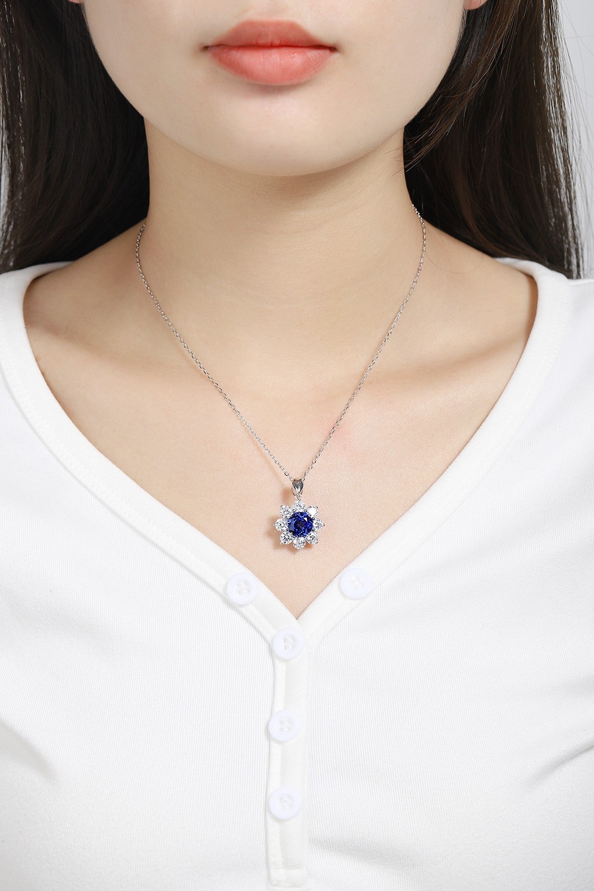 Pirmiana 2024 New Fashion S925 Silver Necklace 3.984ct Lab Grown Sapphire Pendants Necklace Jewelry For Wedding Party Gift