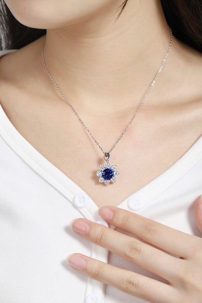 Pirmiana 2024 New Fashion S925 Silver Necklace 3.984ct Lab Grown Sapphire Pendants Necklace Jewelry For Wedding Party Gift