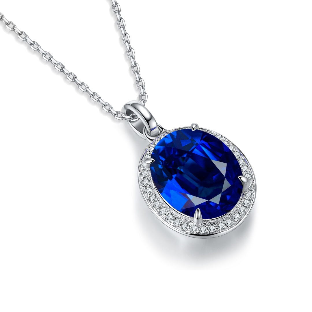 Pirmiana 2024 New Fashion S925 Silver Necklace 3.57ct Lab Grown Sapphire Pendants Necklace Jewelry For Wedding Party Gift