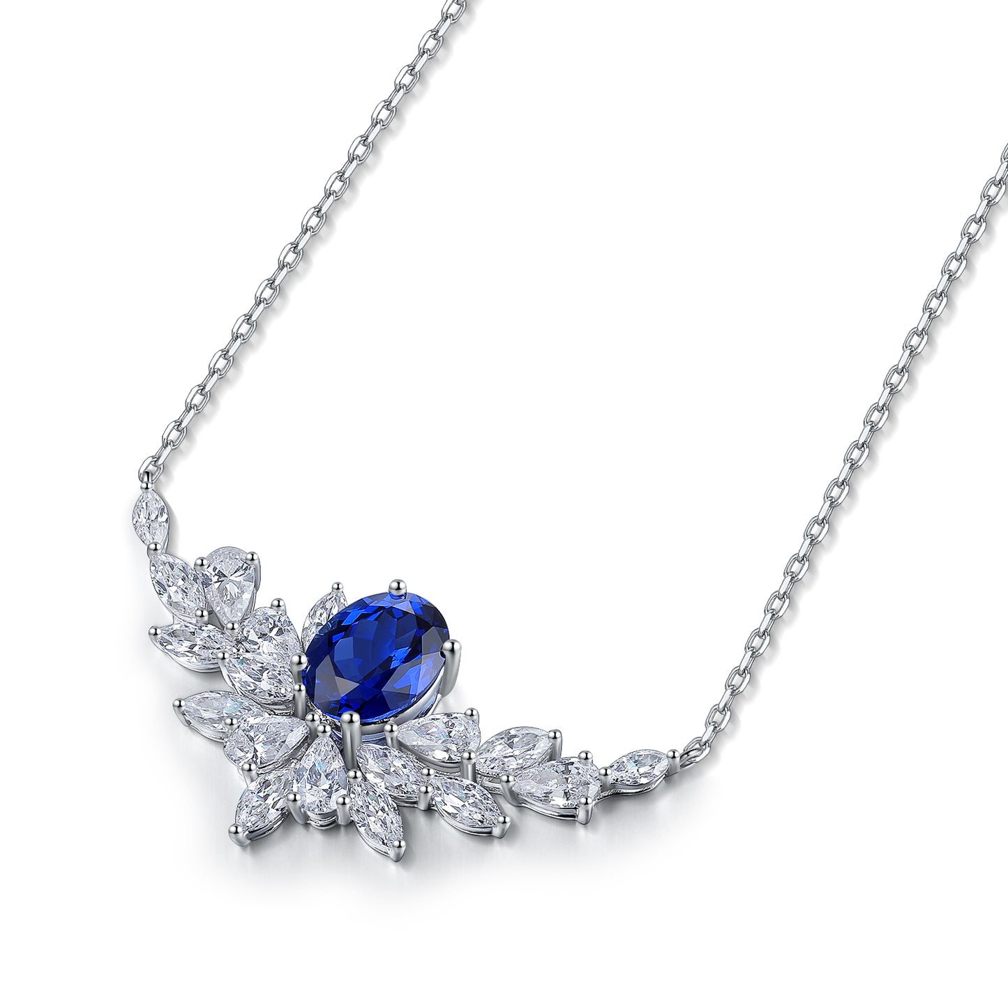 Pirmiana 2024 New Fashion S925 Silver Necklace 2.4ct Lab Grown Sapphire Pendants Necklace Jewelry For Wedding Party Gift