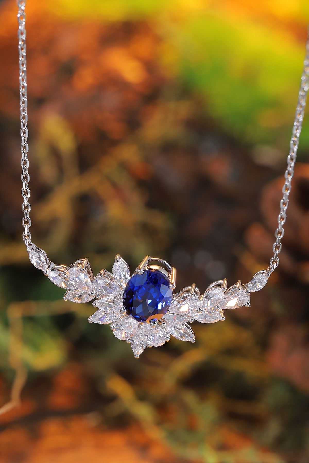 Pirmiana 2024 New Fashion S925 Silver Necklace 2.4ct Lab Grown Sapphire Pendants Necklace Jewelry For Wedding Party Gift