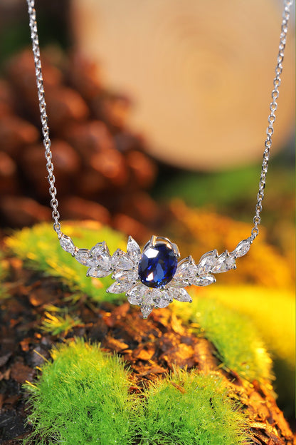 Pirmiana 2024 New Fashion S925 Silver Necklace 2.4ct Lab Grown Sapphire Pendants Necklace Jewelry For Wedding Party Gift