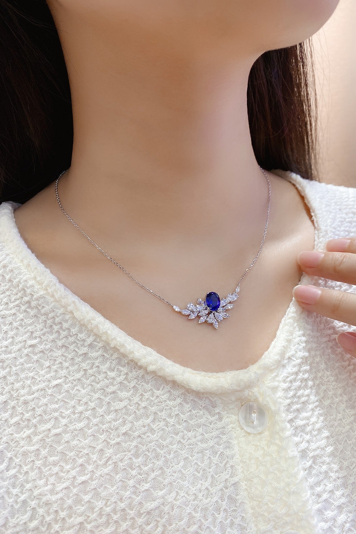 Pirmiana 2024 New Fashion S925 Silver Necklace 2.4ct Lab Grown Sapphire Pendants Necklace Jewelry For Wedding Party Gift