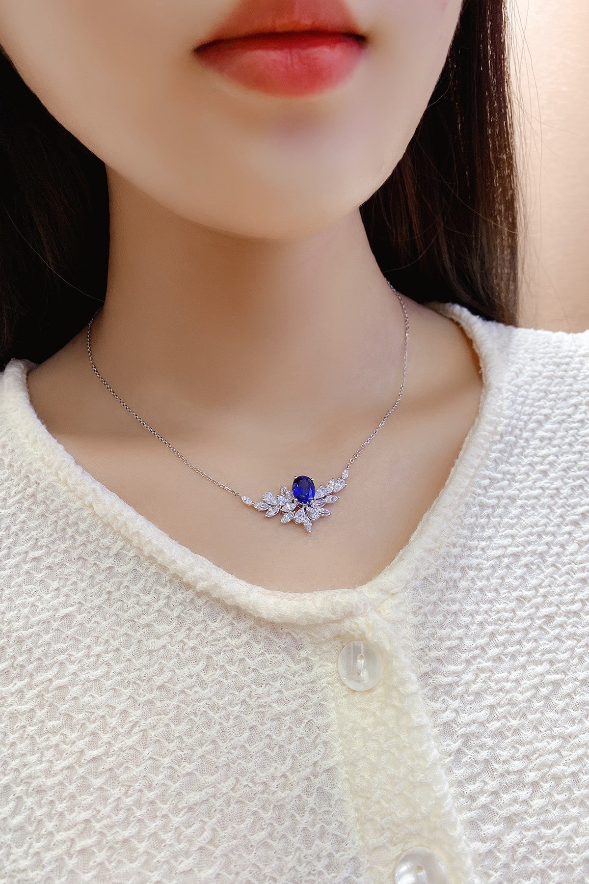 Pirmiana 2024 New Fashion S925 Silver Necklace 2.4ct Lab Grown Sapphire Pendants Necklace Jewelry For Wedding Party Gift