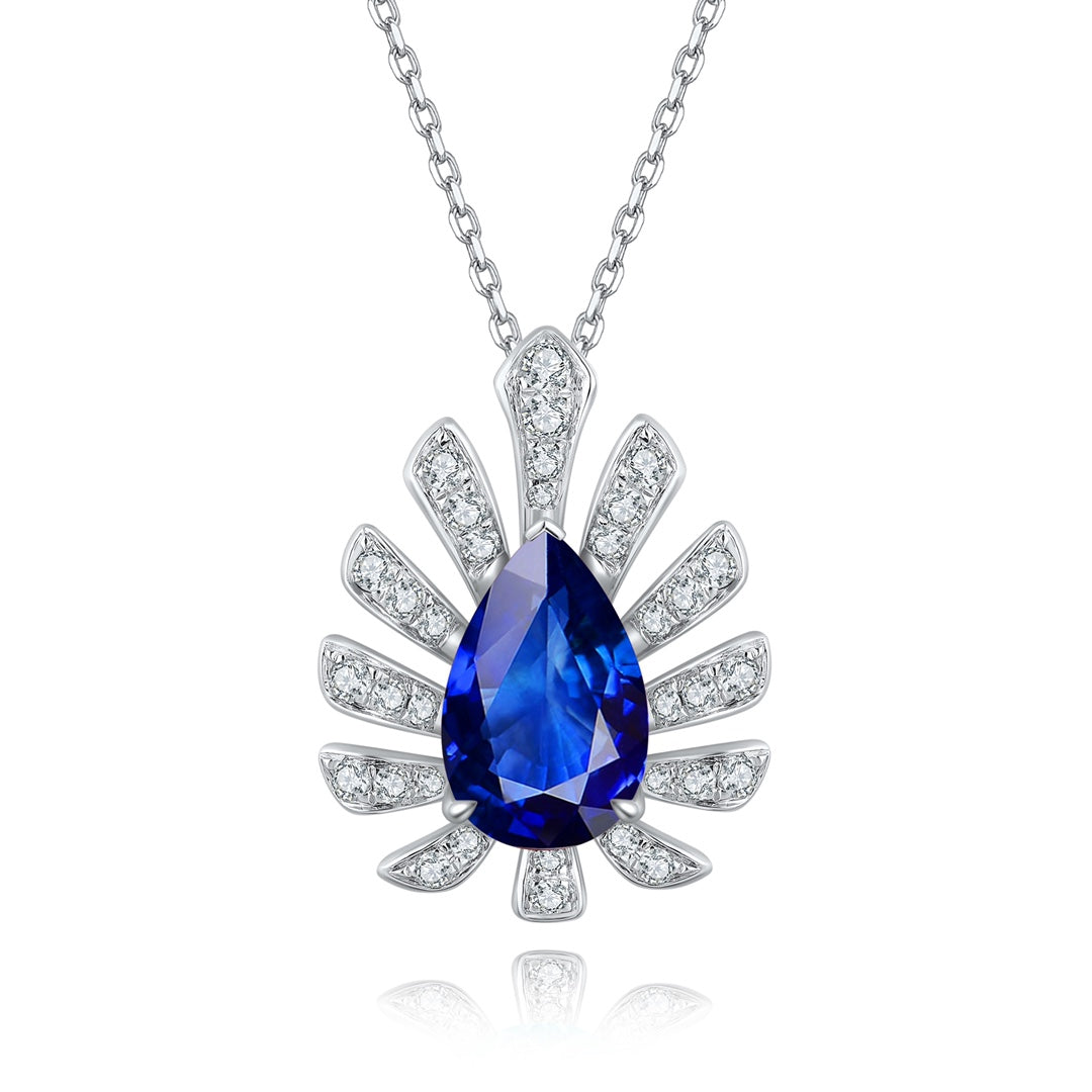 Pirmiana 2024 New Fashion S925 Silver Necklace 4.52ct Lab Grown Sapphire Pendants Necklace Jewelry For Wedding Party Gift