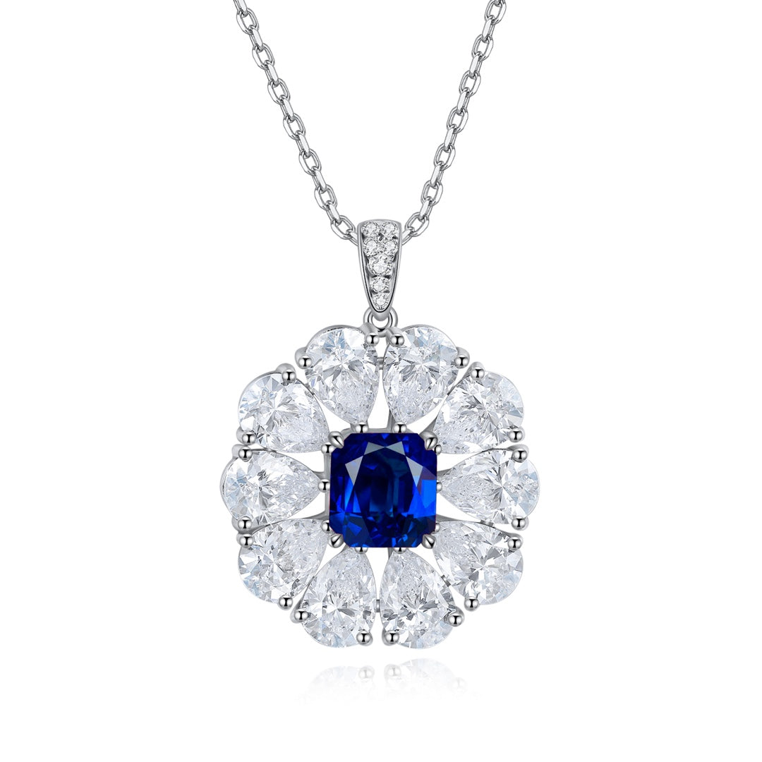Pirmiana 2024 New Fashion S925 Silver Necklace 2.28ct Lab Grown Sapphire Pendants Necklace Jewelry For Wedding Party Gift