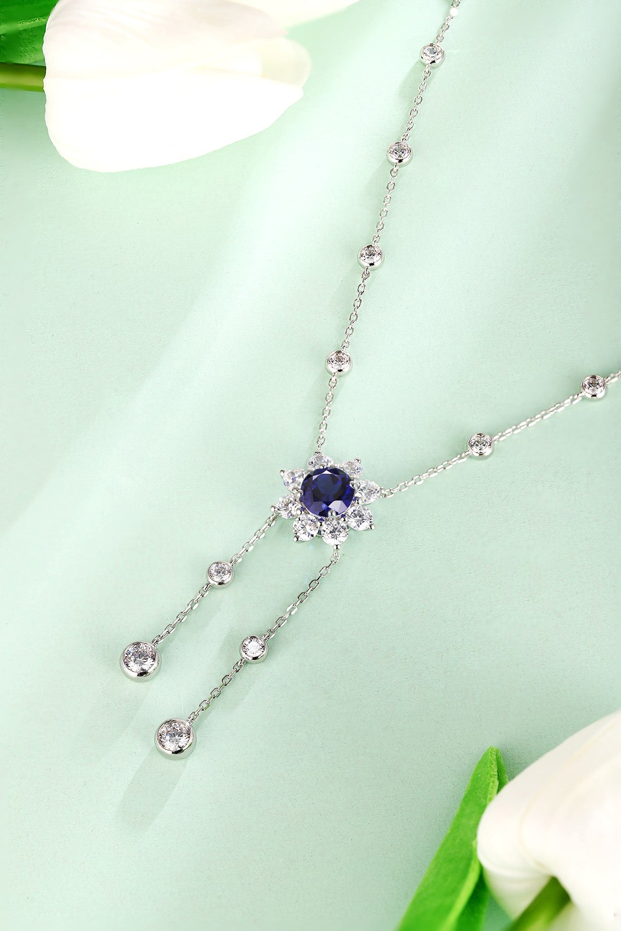 Pirmiana 2024 New Fashion S925 Silver Necklace 3.68ct Lab Grown Sapphire Pendants Necklace Jewelry For Wedding Party Gift