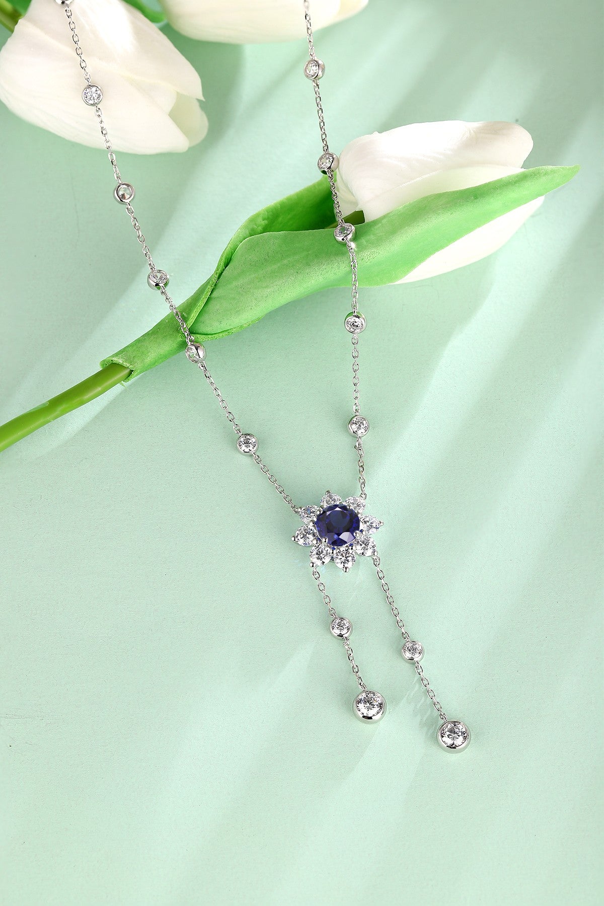 Pirmiana 2024 New Fashion S925 Silver Necklace 3.68ct Lab Grown Sapphire Pendants Necklace Jewelry For Wedding Party Gift
