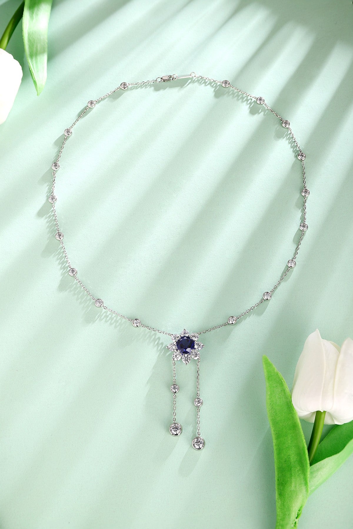 Pirmiana 2024 New Fashion S925 Silver Necklace 3.68ct Lab Grown Sapphire Pendants Necklace Jewelry For Wedding Party Gift